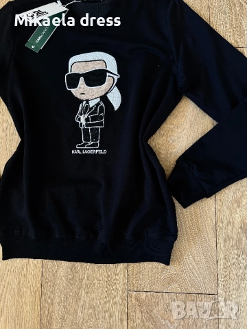 Страхотен ежедневен суичър от памук на Karl Lagerfeld в черен цвят. Нов продукт.Размери С М Л, снимка 3 - Суичъри - 52150519