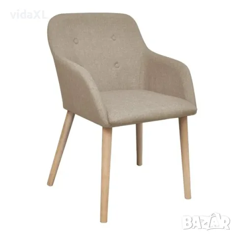 vidaXL Трапезни столове, 4 бр, бежов плат и дъбова дървесина масив(SKU: 270570), снимка 2 - Столове - 56135621