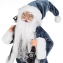 Коледна фигура Дядо Коледа със син костюм, с чувал и фенер, 31см, снимка 2