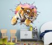 Тигър малък самозалепващ стикер лепенка за стена мебел детска стая и др