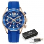 Мъжки часовник LIGE Sport силиконов .Кварцови, водоустойчив, син,зелен, снимка 1 - Мъжки - 36053900