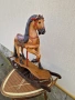 Уникална огромна антикварна дървена фигура играчка люлка , снимка 10