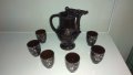 Троянска керамика, сервиз за вино с кана и 6 чаши, снимка 1