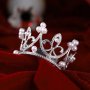 Сребриста и златиста малка коронка тиара с перли топер декорация , снимка 4