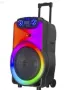 Преносима  караоке тонколона 15 инча с два микрофона и дистанционно, bluetooth, Светеща, снимка 3