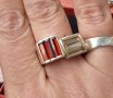 Сребърен пръстен с багети от Гранат и Цитрин / Антика / проба 925 и Житен клас , снимка 1 - Пръстени - 23991114