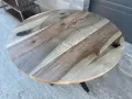 Трапезна маса изработена от ОРЕХОВА дървесина диаметър 120см. , снимка 4