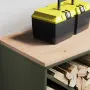 vidaXL Стойка за дърва за огрев с дървена горна част маслиненозелена, снимка 4