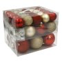 52 броя Комплект коледни топки + гирлянд, Червени и златни в 4 размера, снимка 1 - Други стоки за дома - 42673524