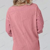 Дамска ежедневна блуза с контрастни райета и дълги ръкави, 5цвята , снимка 3 - Блузи с дълъг ръкав и пуловери - 44359300