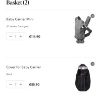 Кенгуру за бебе BabyBjorn Carrier Mini+cover за разходка 0-12, снимка 5 - Кенгура и ранички - 44402506