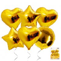 Комплект Балони "Звезди и сърца" /6 броя/, снимка 2 - Декорация за дома - 34668263