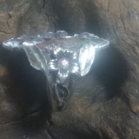 Сребърен пръстен с кралски Седеф и сапфири, снимка 3 - Пръстени - 41407906