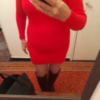 Червена рокля ръчно плетиво-ТОП ОФЕРТА , снимка 4 - Рокли - 35705524