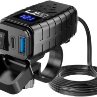 Ultimateaddons мотоциклетно SAE към USB зарядно устройство с LED волтметър, снимка 1 - Аксесоари и консумативи - 44482159