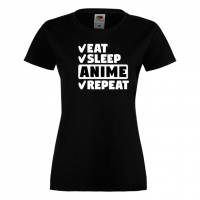Дамска тениска Anime,Eat,Sleep,Anime,Repeat,Ядене,Спане,Подарък, снимка 9 - Тениски - 36420002