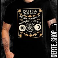 Черна тениска с щампа OUIJA SPIRIT BOARD, снимка 1 - Тениски - 41669430