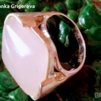 Сребърен пръстен с розов кристал