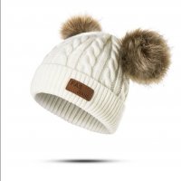 Зимна шапка с два помпона за момиченца , снимка 6 - Бебешки шапки - 34668823