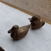 Лот от две стари бронзови пиленца статуетка фигура пластика, снимка 3 - Антикварни и старинни предмети - 36215162