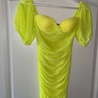 Wow 🤩 разкошна нова елегантна официална парти коктейлна неонова свежа зелена рокля , снимка 4 - Рокли - 41061299