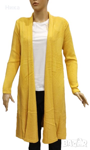 Дълга жилетка с кашмир - жълта, снимка 1