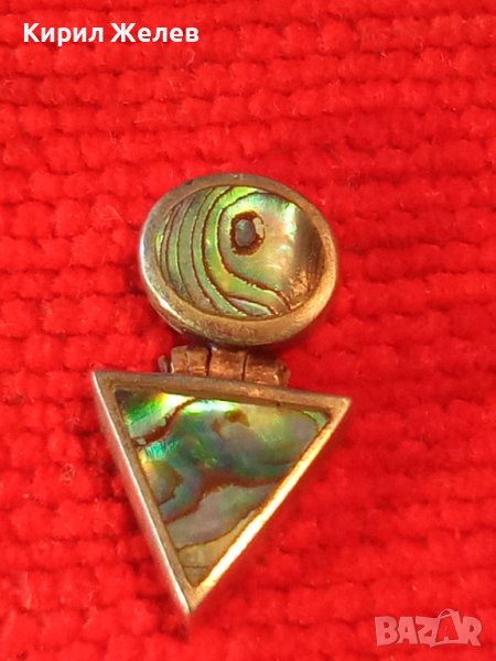 СТАРО СРЕБЪРНО АР ДЕКО БИЖУ АРТ ВИСУЛКА УКРАШЕНИЕ СРЕБРО 925 с ШЛИФОВАН КРАЛСКИ СЕДЕФ 18039, снимка 1