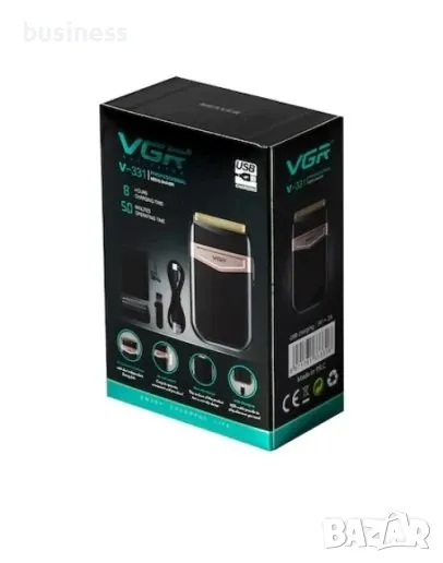 Шейвър Shaver VGR-331, Професионална ел. самобръсначка, Двустранна, Безжична, USB зареждане, снимка 1