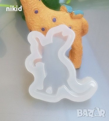 Изправено право коте котка силиконов молд форма фондан смола бижу украса декор, снимка 1