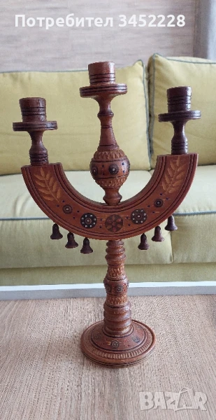 дърворезба свещник за ценители , снимка 1