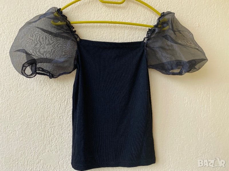 Блузка с буфан тюл ръкав - С, снимка 1