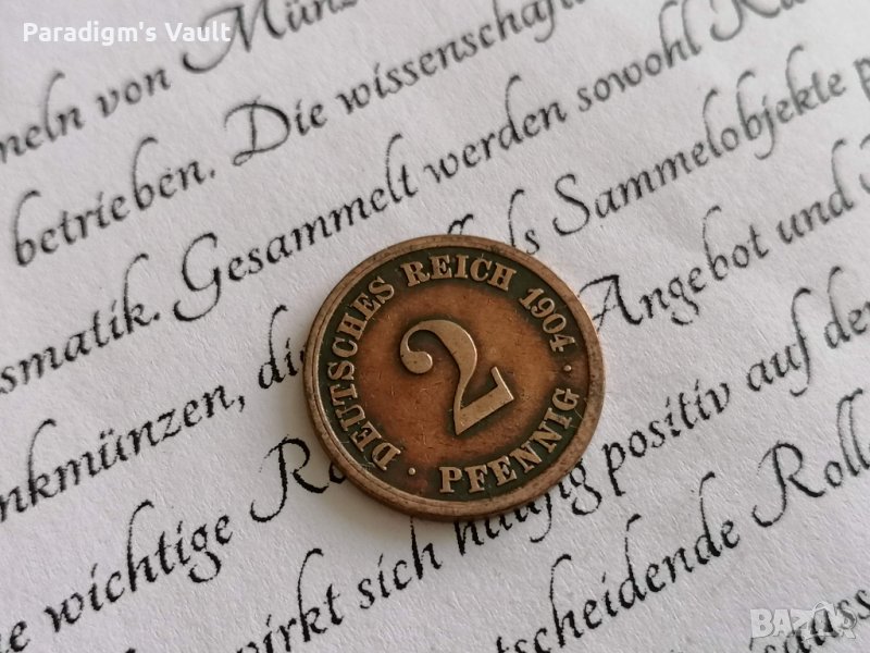 Райх монета - Германия - 2 пфенига | 1904г.; серия F, снимка 1