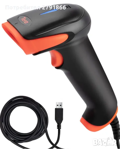 Tera 1D кабелен скенер за баркод, без лазер - безопасен за очите, сканиране с CCD екран Ръчен четец , снимка 1
