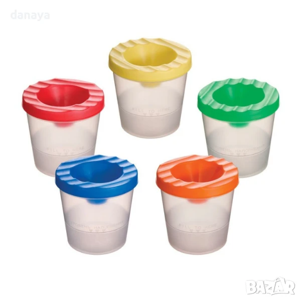 6025 Чашка за рисуване с цветно капаче и маркировка за ниво на пълнене, снимка 1