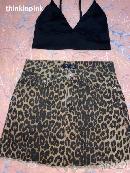 Дънкова тигрова пола Zara, снимка 1