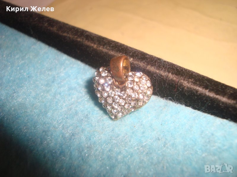 СТАРО МЕДНО АЖУРНО КРИСТАЛНО СЪРЧИЦЕ АРТ ГОТИК СТИЛ МЕДАЛЬОН РЕТРО СКЪПОЦЕННОСТ БИЖУ 15056, снимка 1