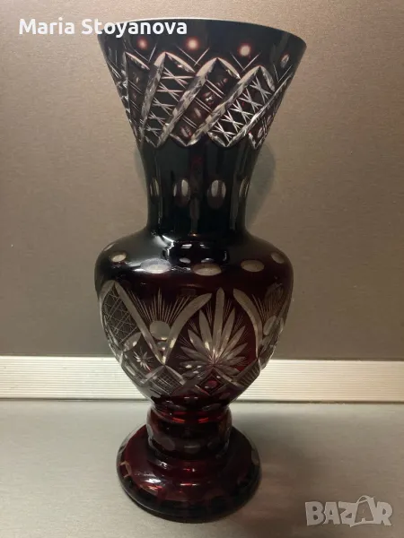 Ваза рубинен бохемски кристал, снимка 1