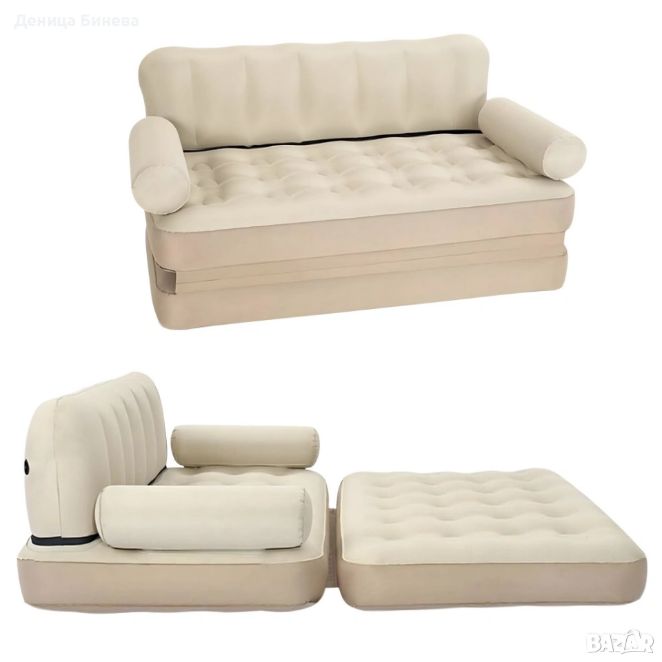 Двоен надуваем матрак с разтегателен диван за спане, снимка 1