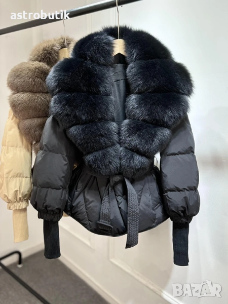 Яке с пълнеж от естествен пух и яка от лисица, снимка 1