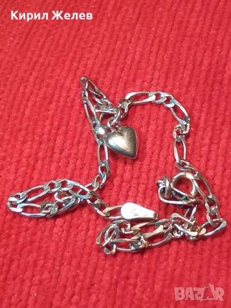 КРАСИВА НЕЖНА СРЕБЪРНА ГРИВНА СРЕБРО 925 ПЛЕТКА КАРТИЕ със СРЕБЪРНО СЪРЧИЦЕ 27385, снимка 1