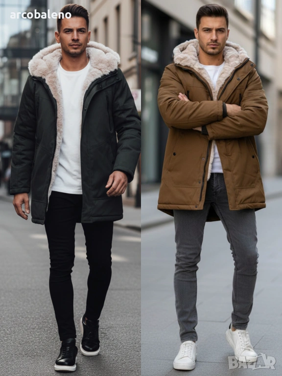 Мъжко зимно яке парка с качулка, 2цвята , снимка 1