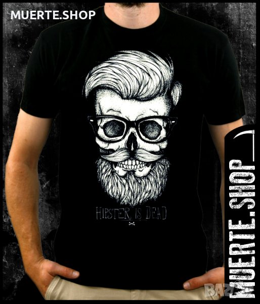 Черна тениска с щампа HIPSTER IS DEAD, снимка 1