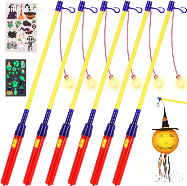 Maxee 6 x Детски LED електронни фенери, 4 x стикера, магическа пръчка НОВО, снимка 1