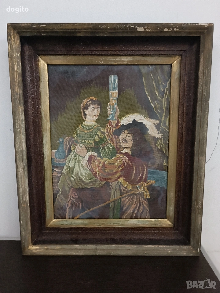 Стар гоблен по Рембранд "Рембранд и Саксия", снимка 1