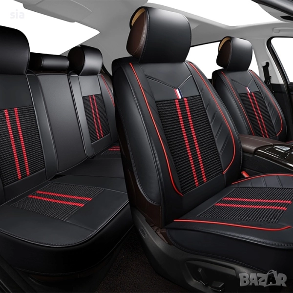 Тапицерия за кола - 5 части /К-Т Черно / Червено, снимка 1