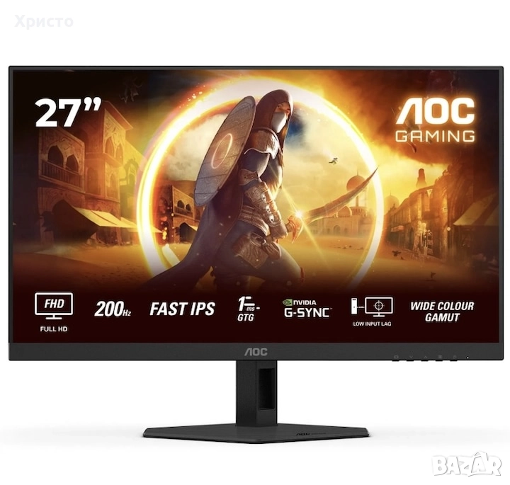 Геймърски монитор Fast IPS LED AOC 27” 27G4HRE, HDMI, DisplayPort, Високоговорители, 200 Hz, снимка 1