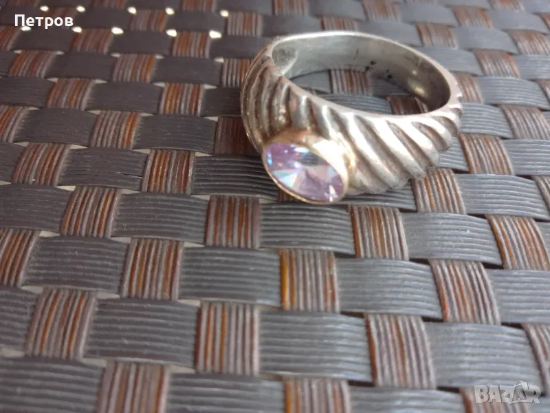 пръстен сребро и злато с аметист , снимка 1