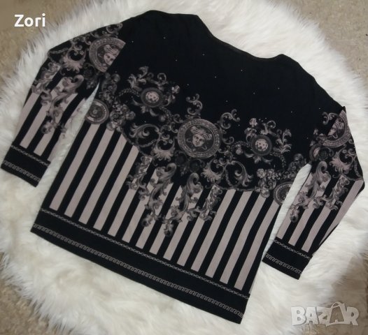 Черна блуза с Версаче принт , снимка 5 - Тениски - 40349728