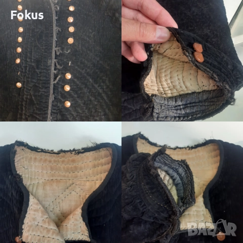 Стара възрожденска връхна дреха антерия носия - черно кадифе, снимка 6 - Антикварни и старинни предмети - 51596722