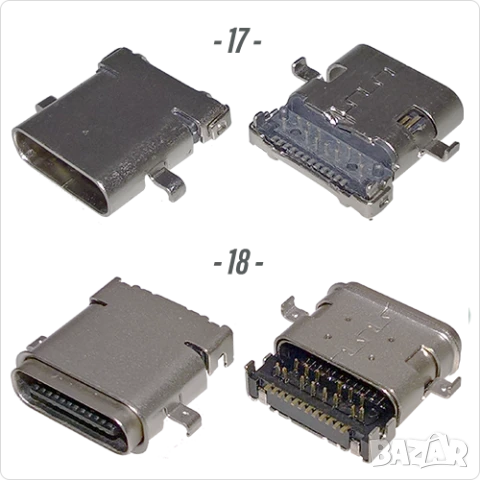 Букса конектор USB Type-C  14 / 24 pin , USB 3.1 , USB 3.2 SMT Connector, снимка 10 - Ремонт на друга електроника - 40051789
